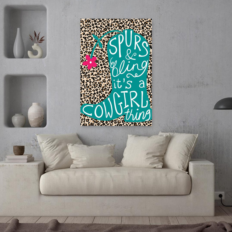 Spurs bling, art floral abstrait contemporain, H 36 po x l 24 po