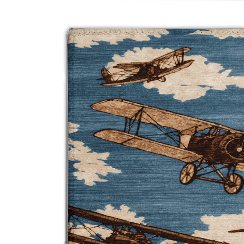 Tapis intérieur et extérieur bleu Transport, Rectangulaire 8 pi x 10 pi