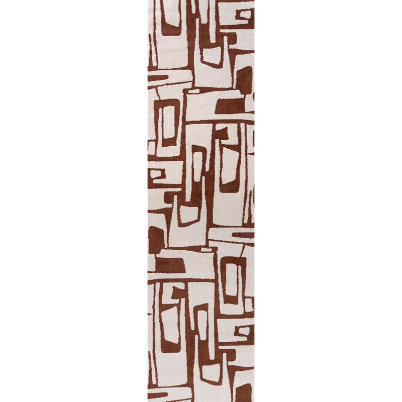 Loft Modern Abstract Living Room Area Rug and Runner Soft Pile, Brown/Ivory, Rectangle 200 x 290 cm