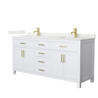 Beckett 72" Freestanding Double Bathroom Vanity with Quartz Top