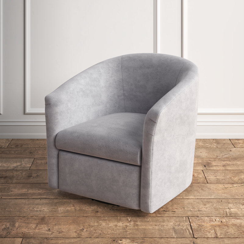 Karcher Upholstered Swivel Armchair, Silver Polyester