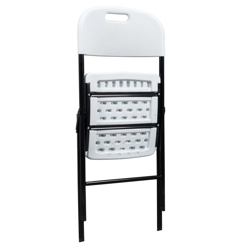 Cantrece Iron Stackable Folding Chair Folding Chair Set, White/Black