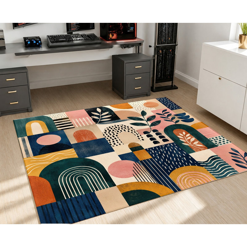 Tapis abstrait Boho, Rectangle 3 pi 11 po x 2 pi 7 po (120 x 80 cm)