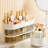 Makeup Organizer Storage Box Large Capacity Multiple Compartment Detachable Design 360-Degree Rotating Makeup Brush Holder