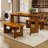 4-Person Solid Wood Base Modern Brown Dining Table Set With 2 Benches For Kitchen, Dining Room