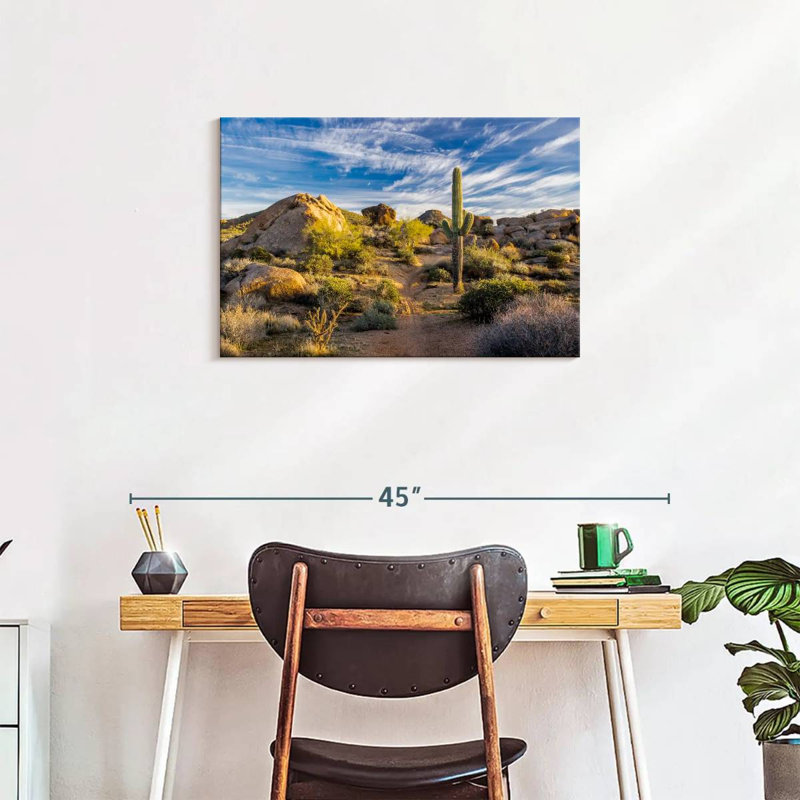 Alvord Saguaro, cactus et roches, H 20 po x l 30 po