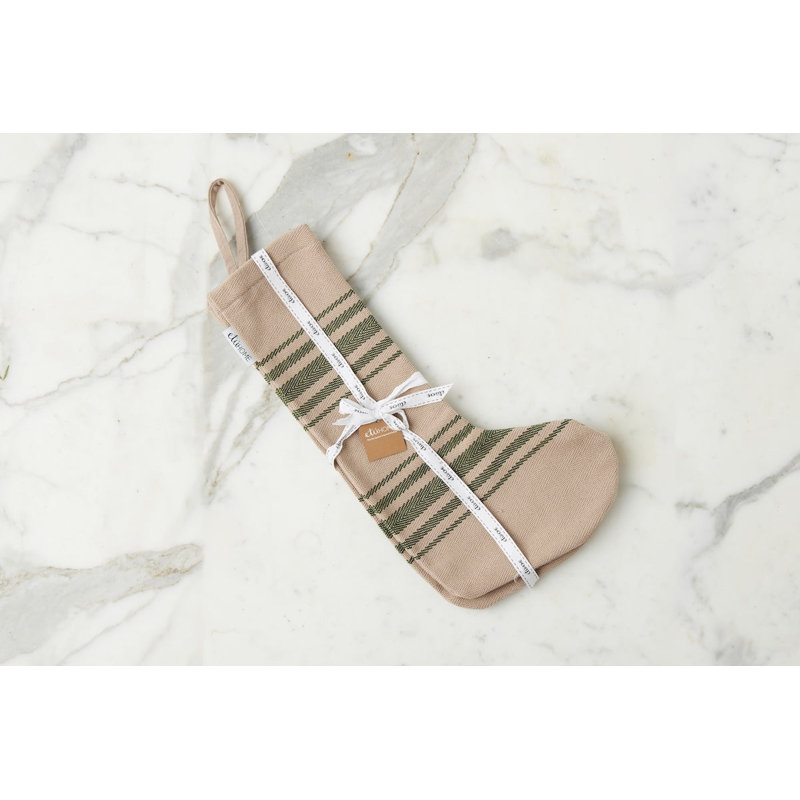Holiday Stocking, Vintage Stripe, Spruce Green