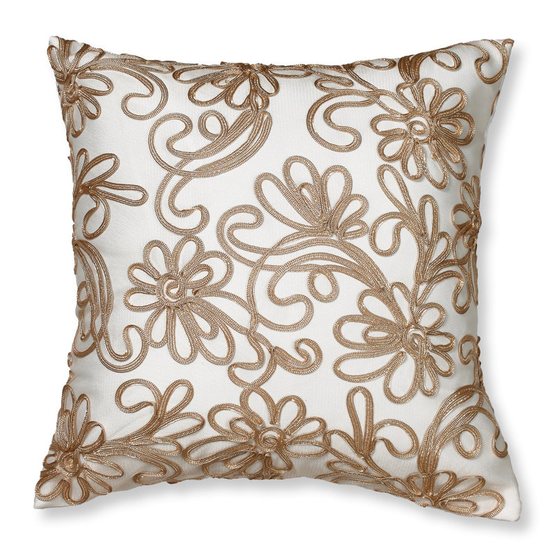 Chantilly Lace Floral Pillow Cover, Gold