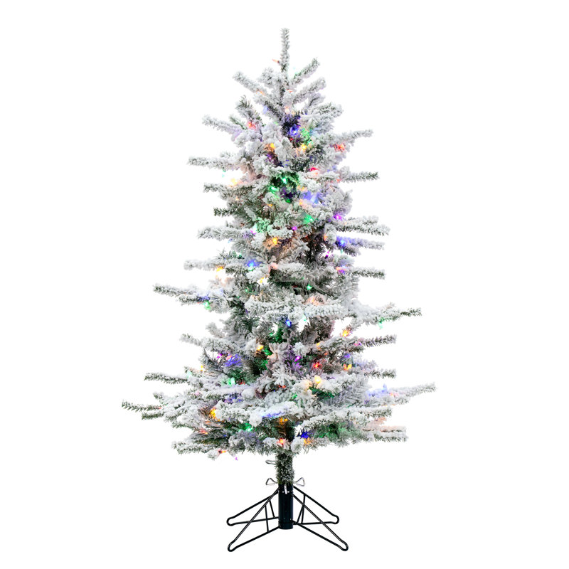 Sierra Flocked Fir Artificial Christmas Tree with Multicolored Light, 4.5' H