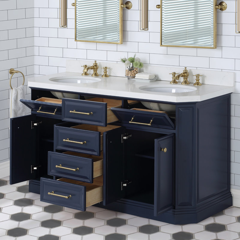 Palace 60'' W Vanity, Monarch Blue, Satin Gold