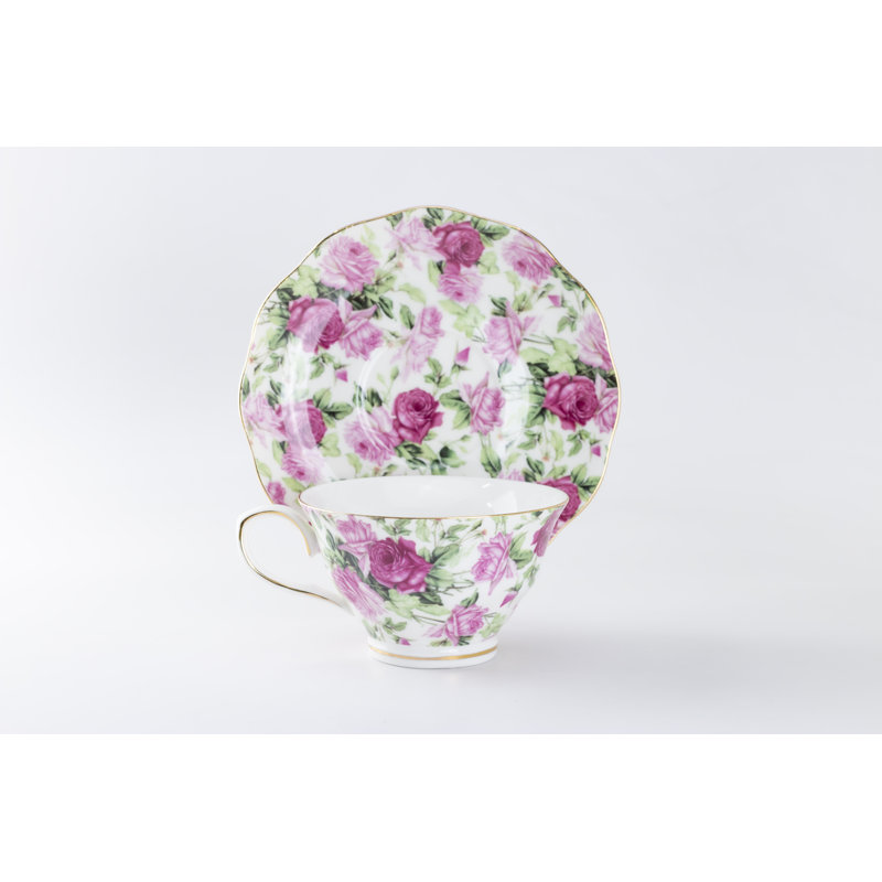 Ensemble de 4 tasses à thé et soucoupes Chintz Grace Rose Ware Summer
