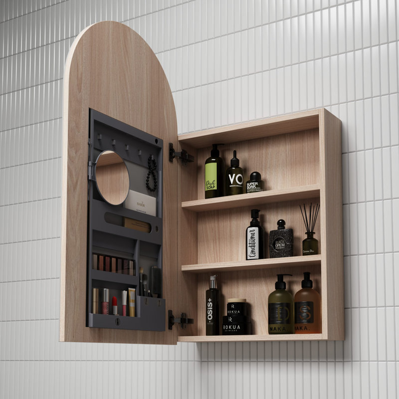 Armoire à pharmacie avec miroir Modern pré-assemblé, Chêne brun