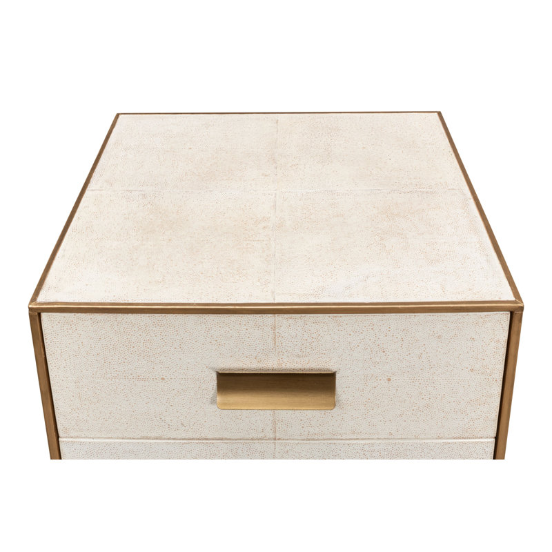 Shagreen 3 - Drawer Solid Wood Nightstand, Osprey White