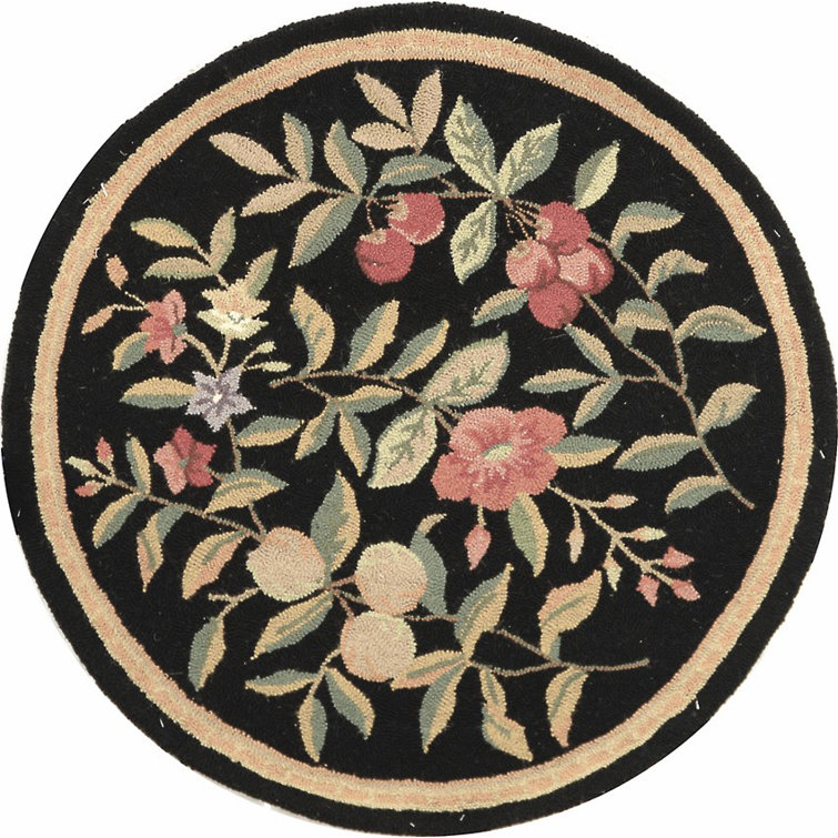Kinchen Hand Hooked Wool Pile Floral Rug
