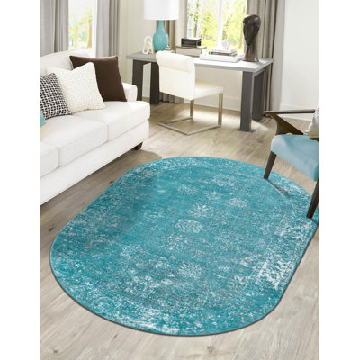 Tapis floral turquoise Brandt