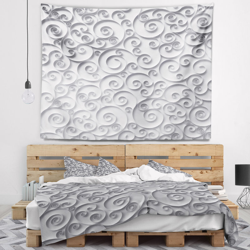Tapisserie abstraite en papier bouclé, H 32 po x l 39 po