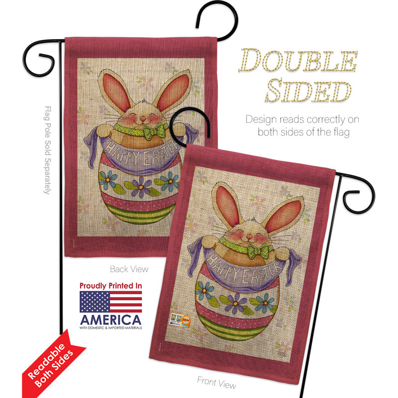 En toile jute de lapin à motif décoratif à 2 côtés 18,5 x 13 po drapeau de jardin