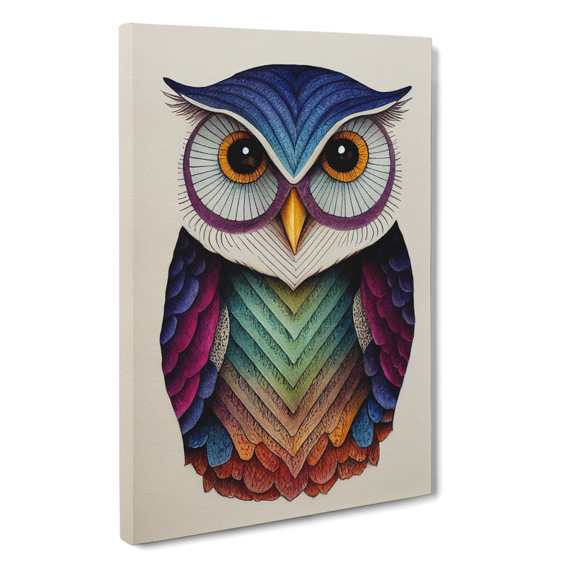 An Illuminated Owl - Wrapped Canvas, 50cm H x 35cm W x 3cm D