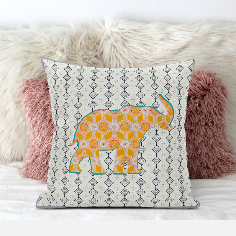  Housse et insert de coussin carré en polyester intérieur / extérieur, 20 po x 20 po, Gris / orange / vert