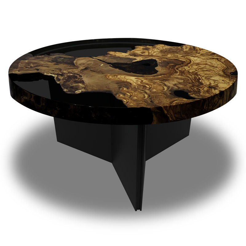 Coffee Table, 15.7" H x 35.4" L x 35.4" W, Brown/Jet Black