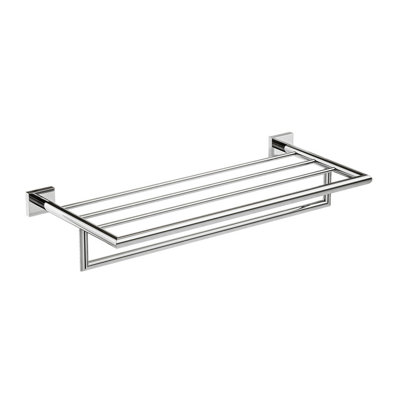 Crater Towel Shelf With Bar, Chrome