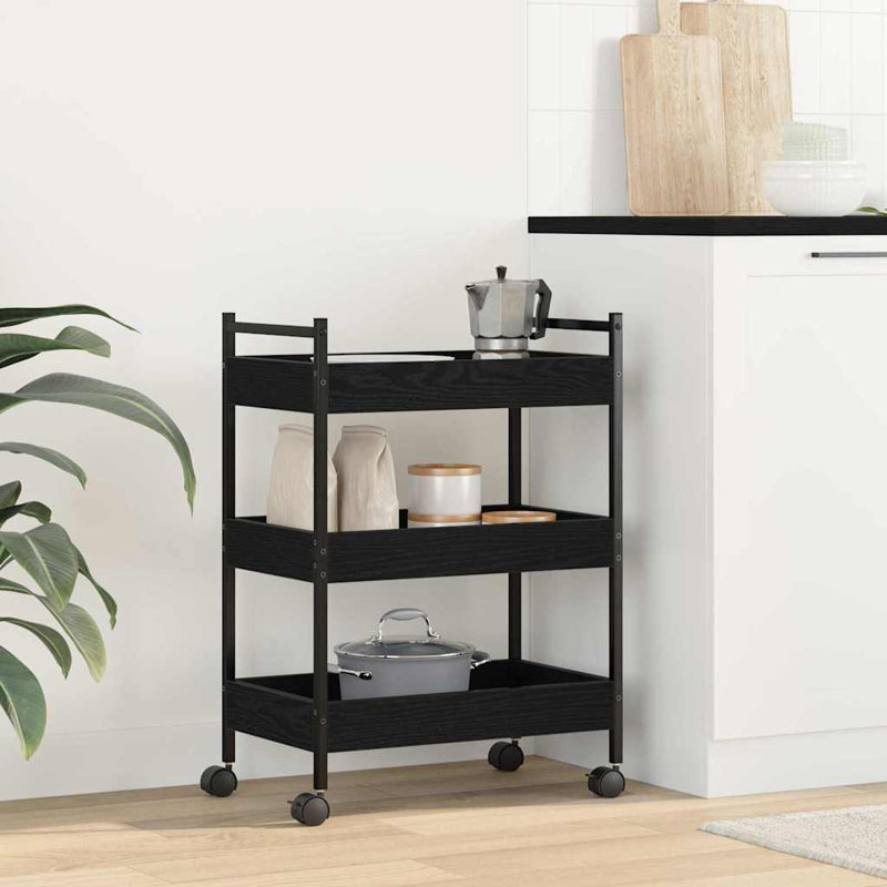 Kitchen Trolley 50 X 30 X 70 Cm Engineered Wood, Black Oak