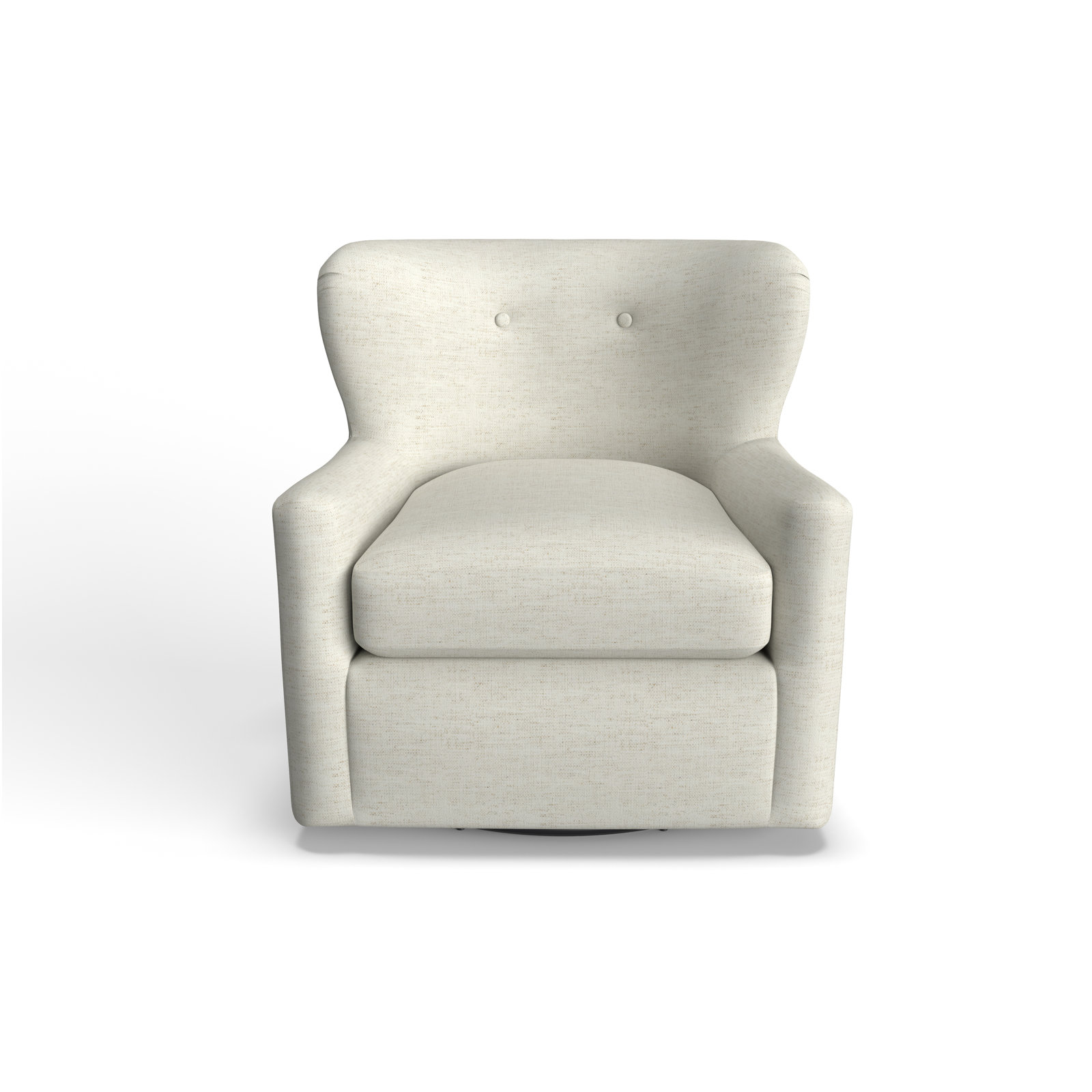 Bendigo Upholstered Swivel Barrel Chair, Nomad Snow Crypton Performance Chenille