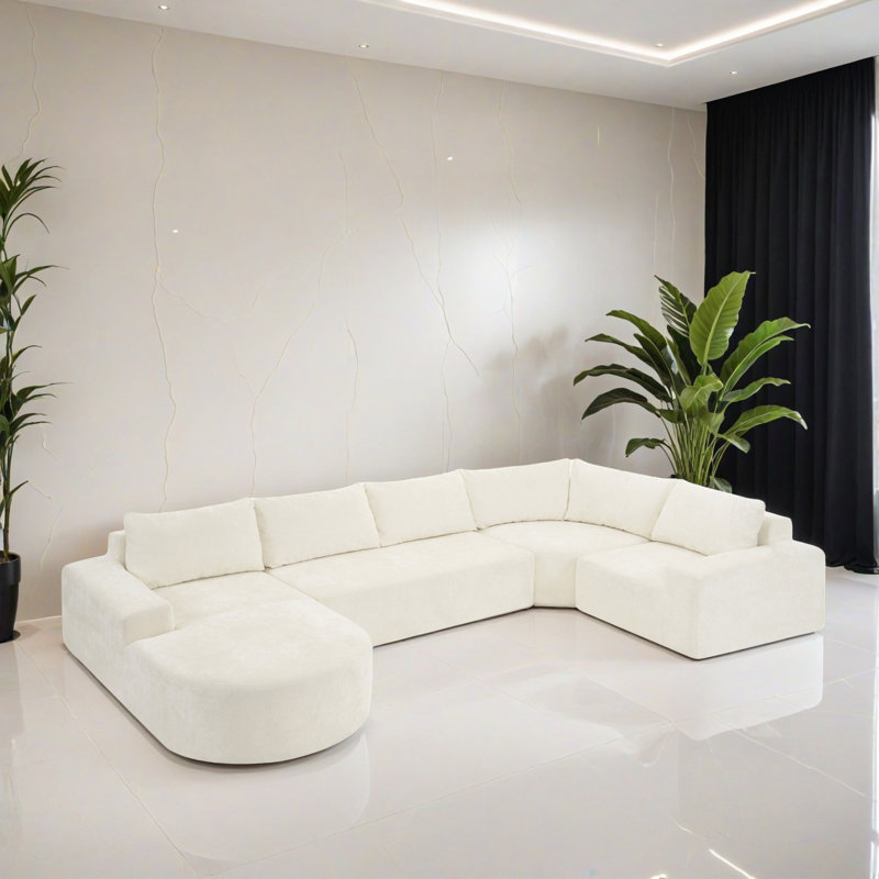 Canapé-lit modulaire 4 pièces pour salon, Chenille beige