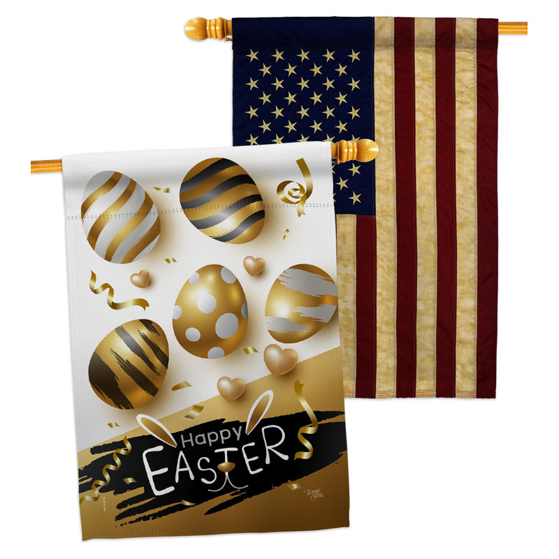 Drapeau de maison 40 po x 28 po Golden Eggs Party