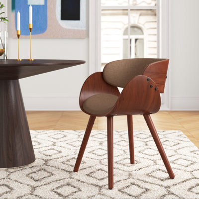 Lamia 136.8 cm H Upholstered Linen Armchair in Brown