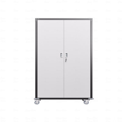 Armoire de rangement verrouillable avec roulettes et tablettes réglables
