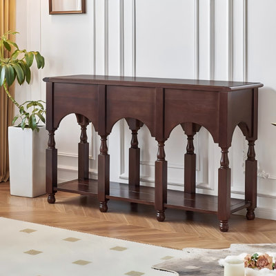 Retro Walnut Colour Solid Wood Rectangle Entryway Table