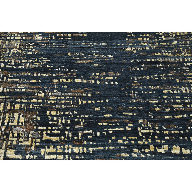 One-of-a-Kind Rectangle 9'10" x 14'1" Area Rug in Denim/Gold