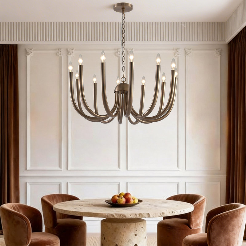 12-Light Curved Arm Chandelier with Adjustable Length