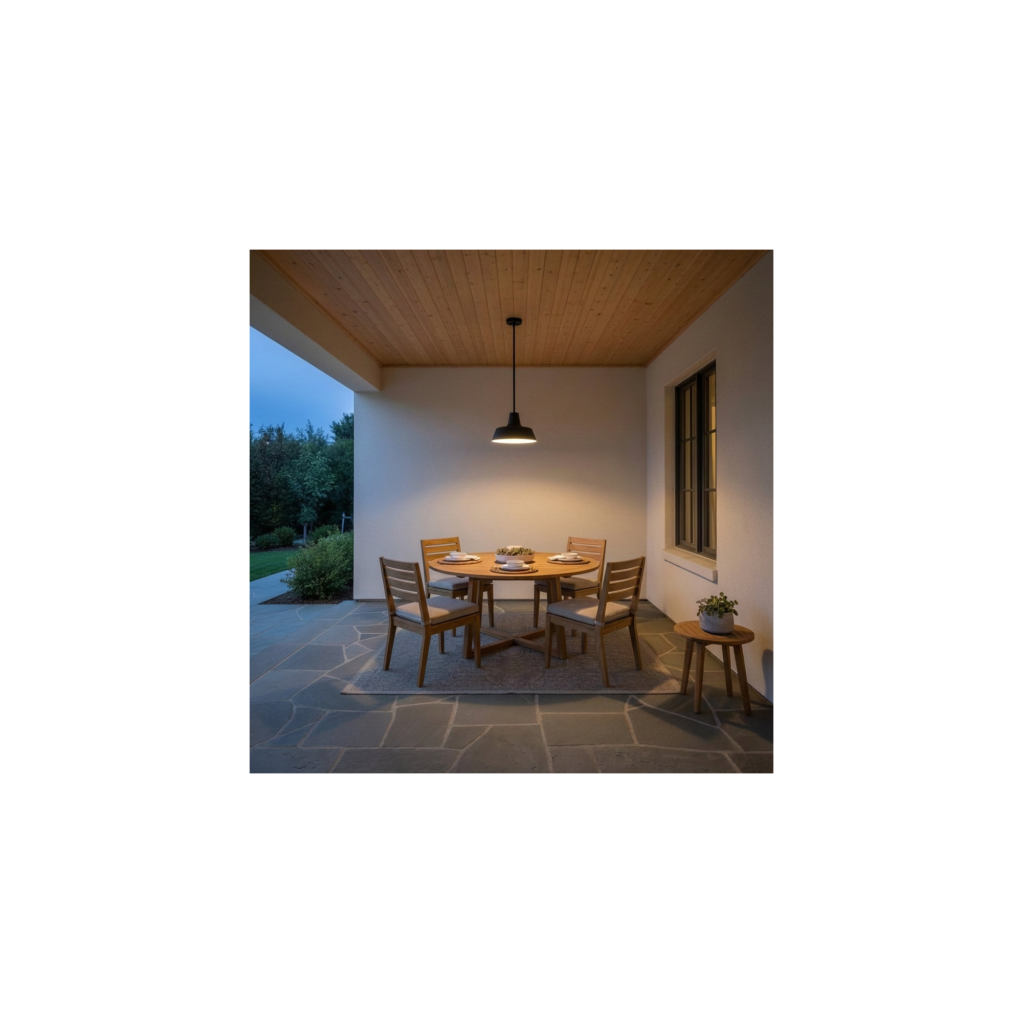 Blakeston Outdoor Metal Pendant, Black, No