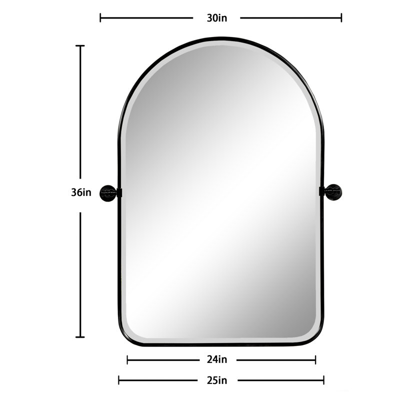 Norita Metal Arch Mirror, 36" x 24", Black