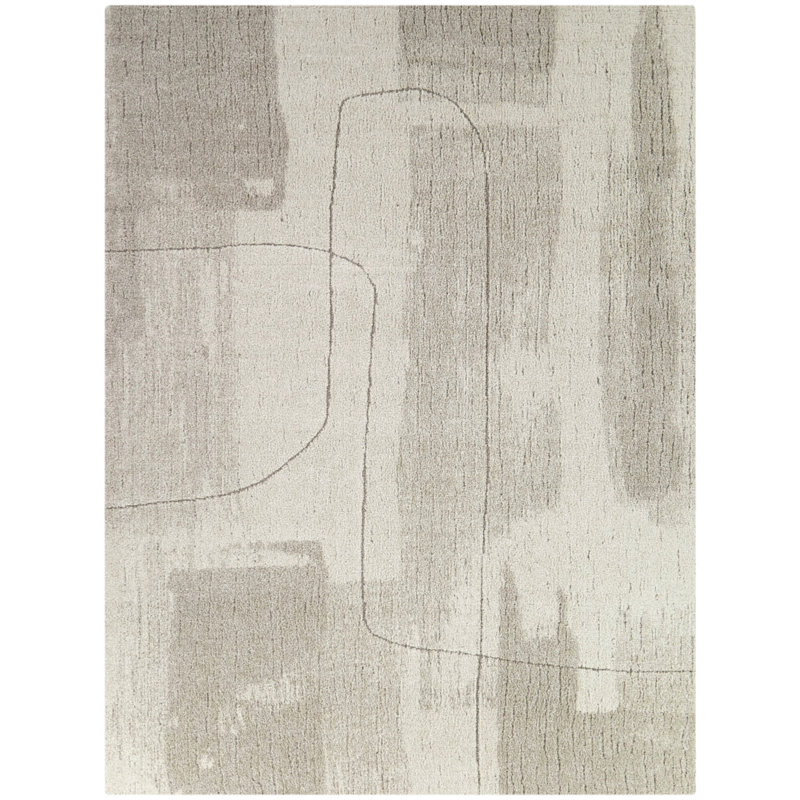 Remonica Cream Modern Abstract Area Rug, Rectangle 5'3" x 7'