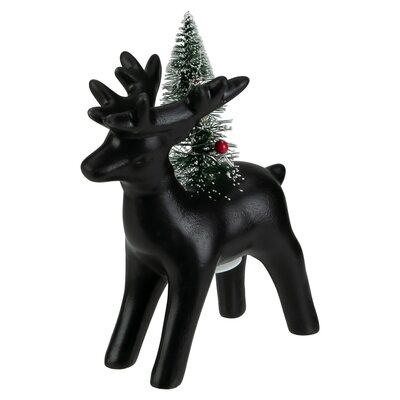 7.5"" LED Lighted Ceramic Standing Reindeer with Christmas Tree Warm White Lights -  Northlight Seasonal, NORTHLIGHT Q592814