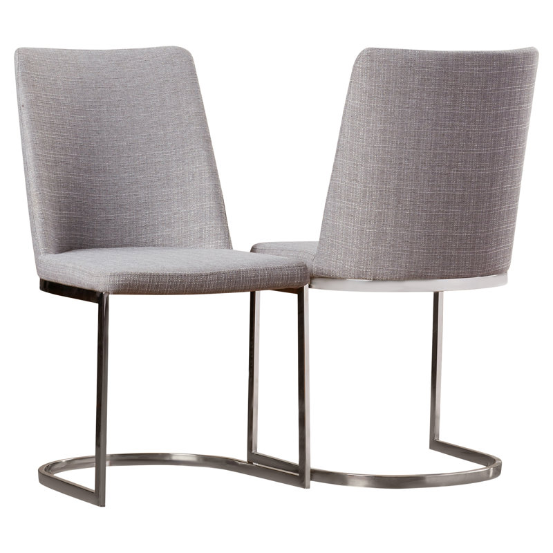 Chaise d'appoint chromée argentée Chromium, Lin - Gris