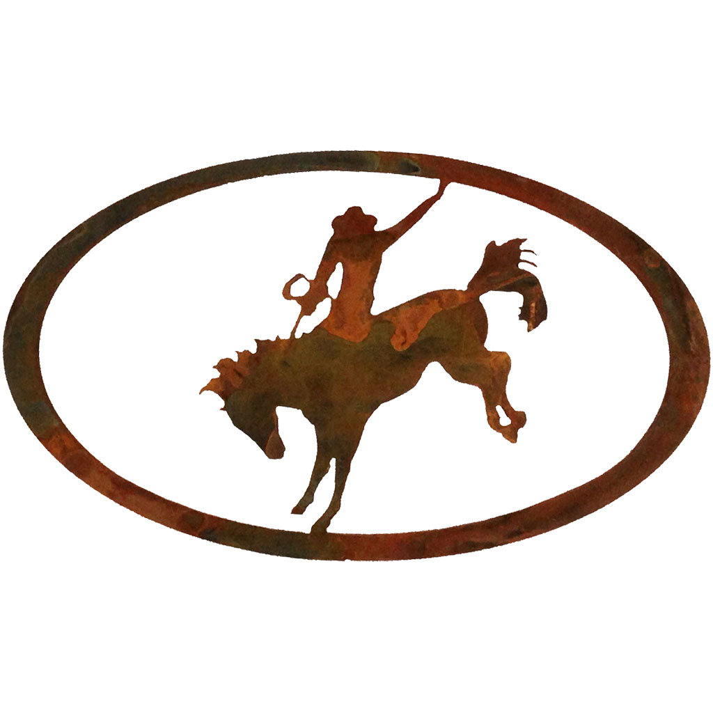 Bullrider Oval Metal Wall Decor Millwood Pines