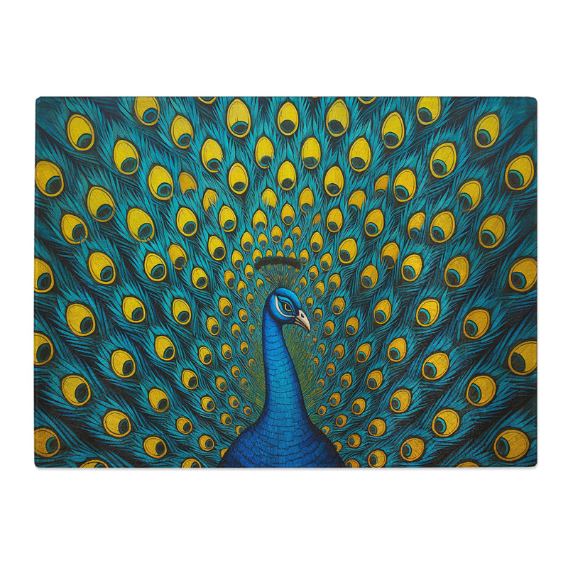 Peacock Geometric  Glass Chopping Board