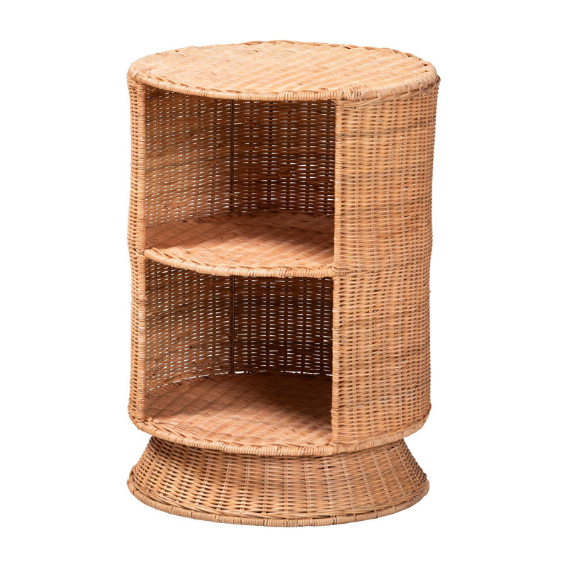 Table d'appoint en rotin naturel Dorielle de Bali & Paris avec deux tablettes