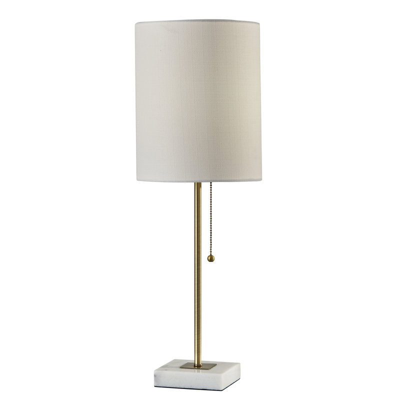 Lampe de table blanche 23 po Reed, Laiton antique