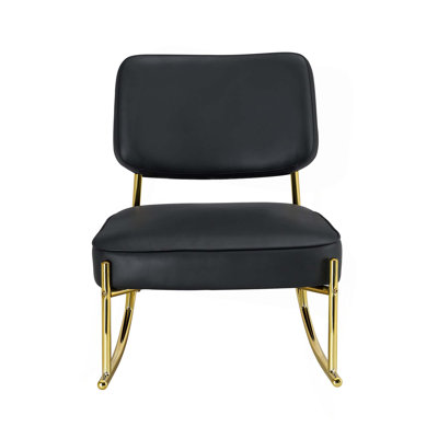 PU Material Cushioned Rocking Chair, Unique Rocking Chair, Cushioned Seat, Backrest Rocking Chair, And Metal Legs. Comfortable Side Chairs In The Living Room, Bedroom, And Office