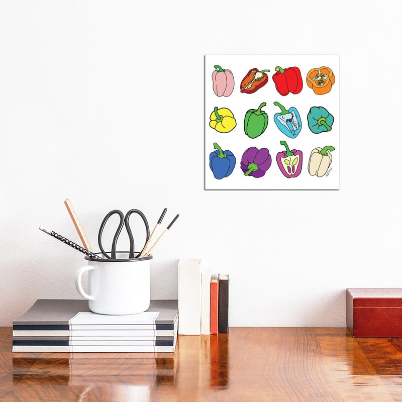 Rainbow Bell Peppers Paprika by Notsniw Art - Wrapped Canvas Gallery-Wrapped Canvas Giclée, 30.48 cm H x 30.48 cm W