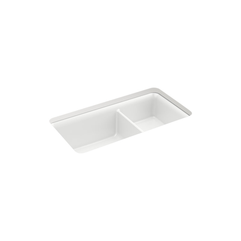 Gunnison 33.5 in. L Undermount Double Basin Kitchen Sink, White