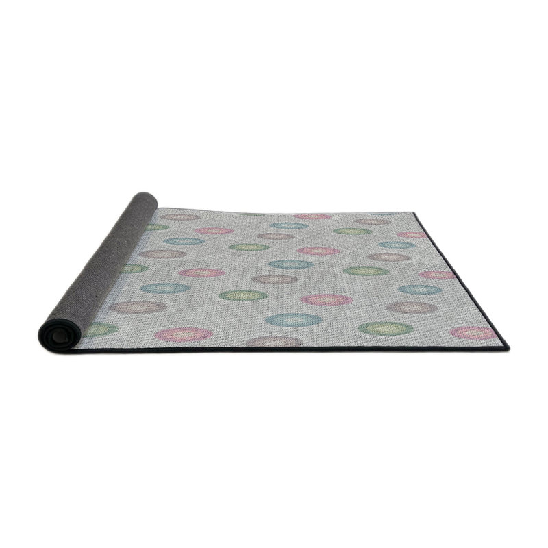 Tapis décoratif à pois gris Porath, Rond 7 pi