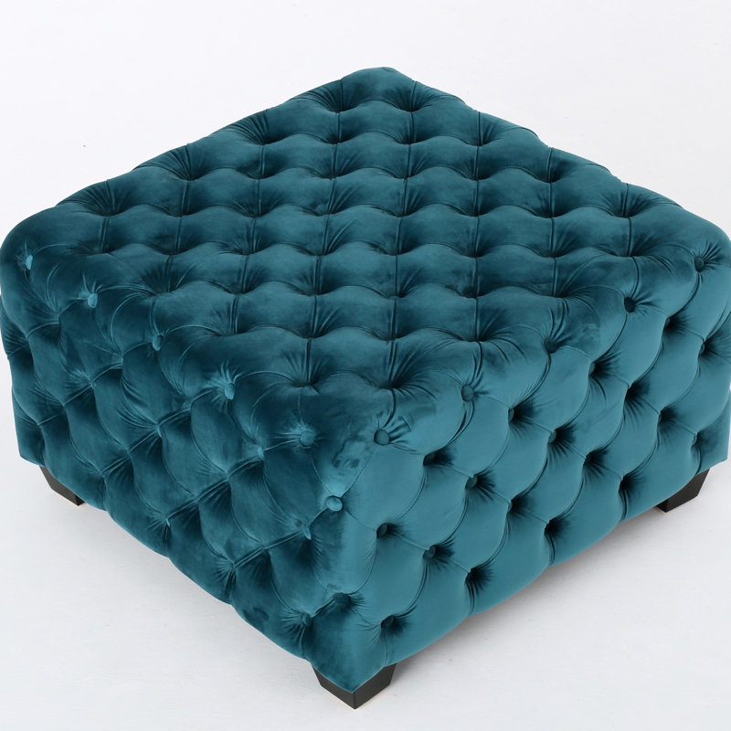 Velours bleu sarcelle avec coutures à boutons de style moderne capitonné brillant