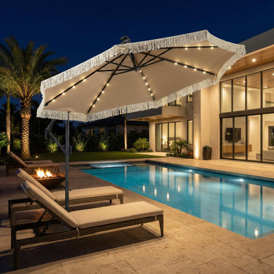  10 Ft. Lighted Cantilever Umbrella With Crank Lift