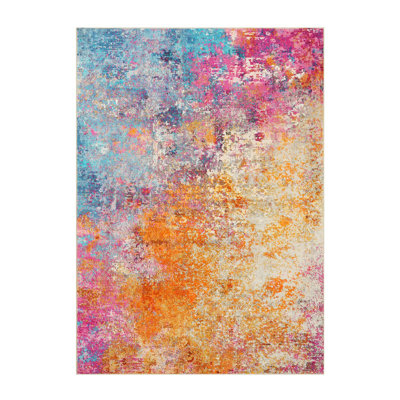 Modern Abstract Washable 5X7 Area Rugs For Living Room, Colorful Soft Bedroom Rug Low Pile Non Slip,Stain Resistance Dining Room Carpet For Nursery Office Entrance Home Office Decor